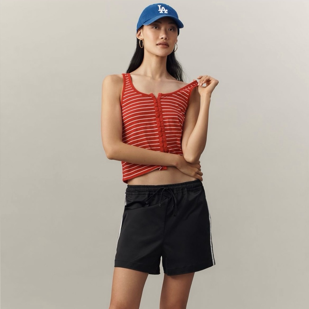 Anthropologie Pilcro Scoop Neck Button Front Tank Red and White Striped
